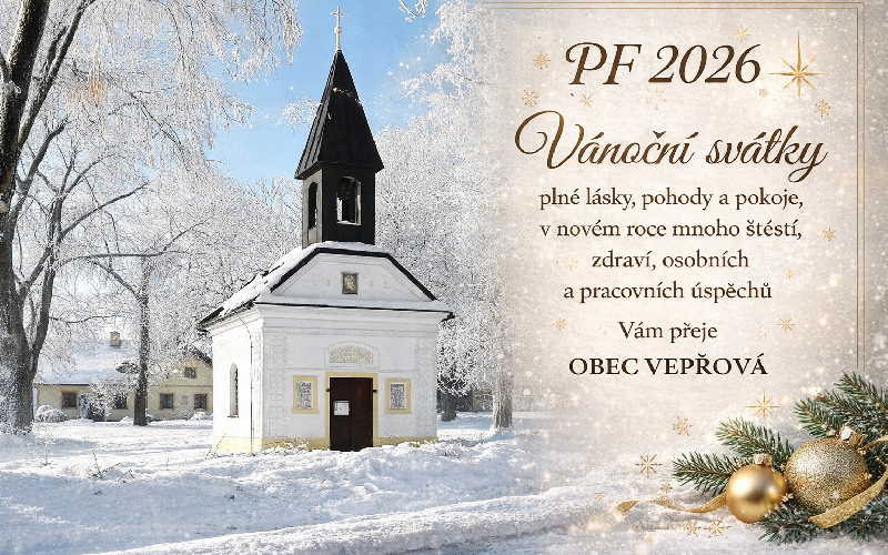Aktuality - Obec Vepřová přeje všem občanům klidné vánoční svátky a úspěšný nový rok.